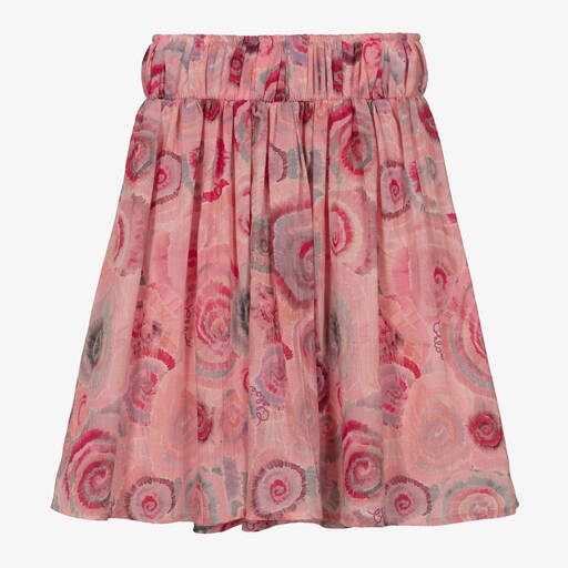 Chloé-Girls Pink Spiral Print Wool Skirt | Childrensalon