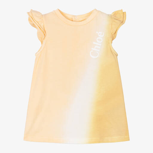 Chloé-Girls Yellow Ombré Cotton Dress | Childrensalon