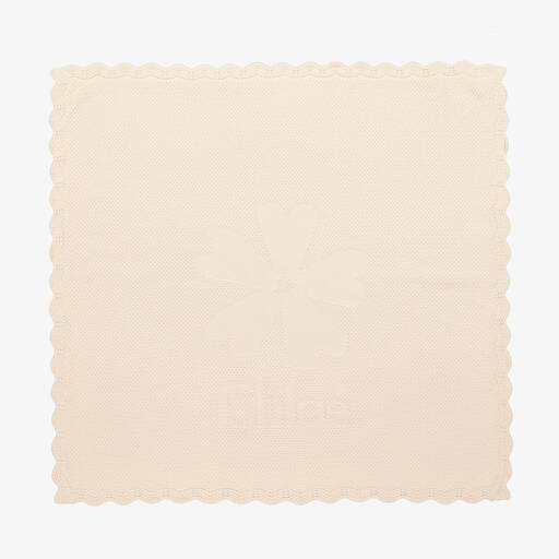 Chloé-Ivory Cotton & Wool Knit Blanket (75cm) | Childrensalon