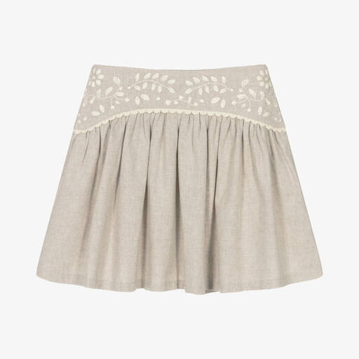 Chloé-Бежевая хлопковая юбка с вышивкой | Childrensalon