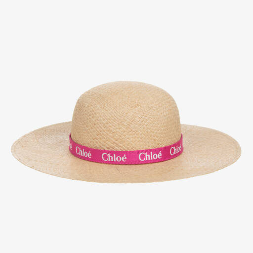 Chloé-Teen Girls Beige Straw Sun Hat | Childrensalon