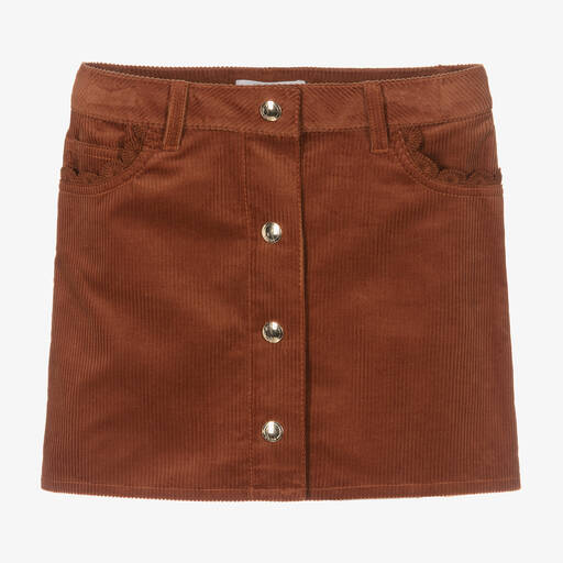 Chloé-Teen Girls Brown Cotton Corduroy Skirt | Childrensalon