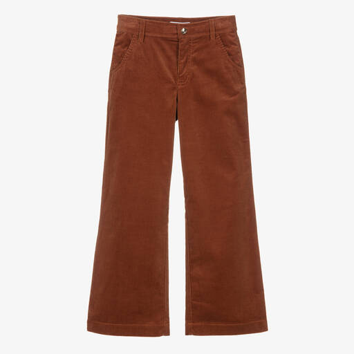 Chloé-Pantalon marron en velours côtelé | Childrensalon