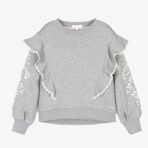 Chloé-Teen Girls Grey Embroidered Sweatshirt | Childrensalon