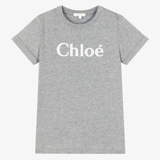 Chloé-Teen Girls Grey Organic Cotton T-Shirt | Childrensalon