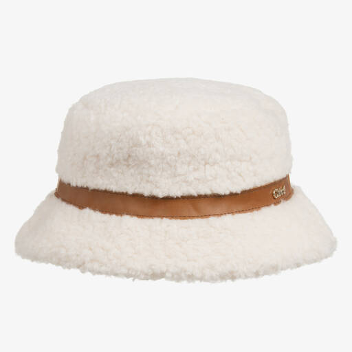 Chloé-Кремовая флисовая шапка из овчины | Childrensalon