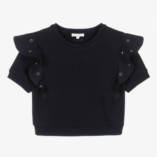 Chloé-Teen Girls Navy Blue Cotton Sweatshirt | Childrensalon