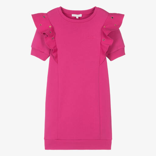 Chloé-Teen Girls Pink Cotton Eyelet Dress | Childrensalon