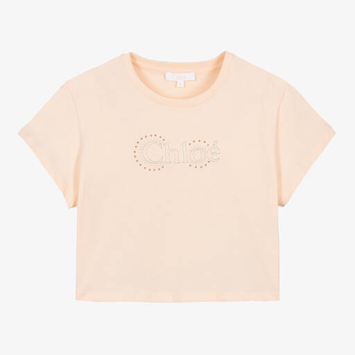 Chloé-Teen Girls Pink Embroidered Cotton T-Shirt | Childrensalon