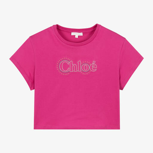 Chloé-Teen Girls Pink Embroidered Cotton T-Shirt | Childrensalon