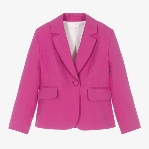 Chloé-Teen Girls Pink Linen & Cotton Blazer | Childrensalon