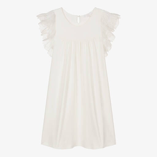 Chloé-Teen Girls White Cotton Jersey Dress | Childrensalon