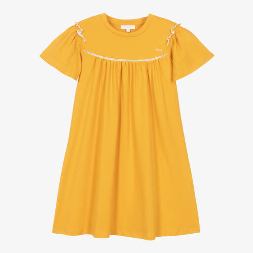 Chloé-Teen Girls Yellow Organic Cotton Dress | Childrensalon
