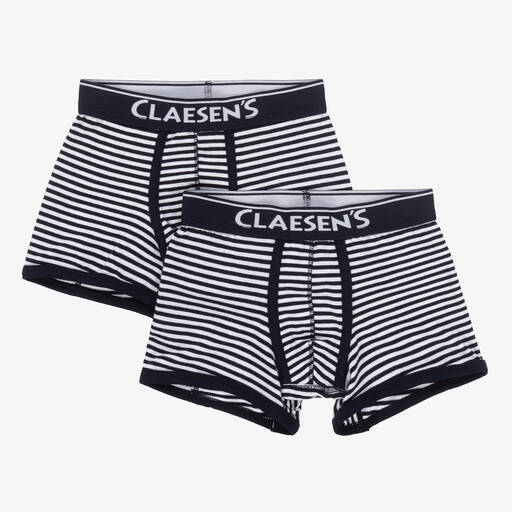 Claesen's-Boys Blue Stripe Cotton Boxers (2 Pack) | Childrensalon