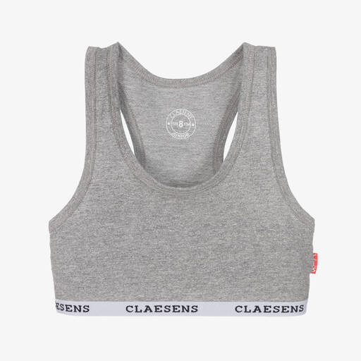 Claesen's-Girls Grey Cotton Bra Top | Childrensalon