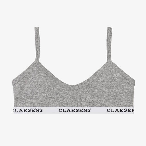 Claesen's-Girls Grey Cotton Jersey Bra | Childrensalon
