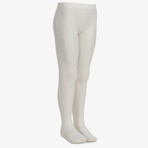 Country Kids-Girls Ivory Microfibre Opaque Tights | Childrensalon