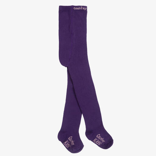 Country Kids-Girls Purple Cotton Knitted Tights | Childrensalon