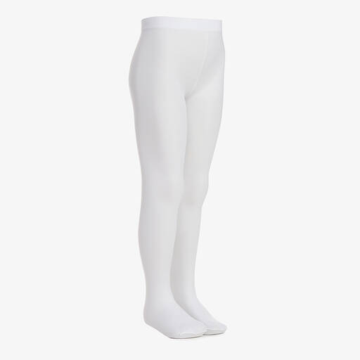 Country Kids-Girls White Microfibre Opaque Tights | Childrensalon