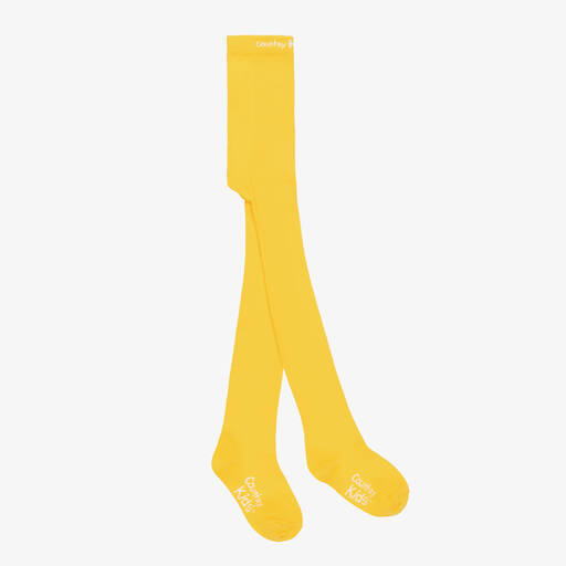 Country Kids-Girls Yellow Cotton Knitted Tights | Childrensalon