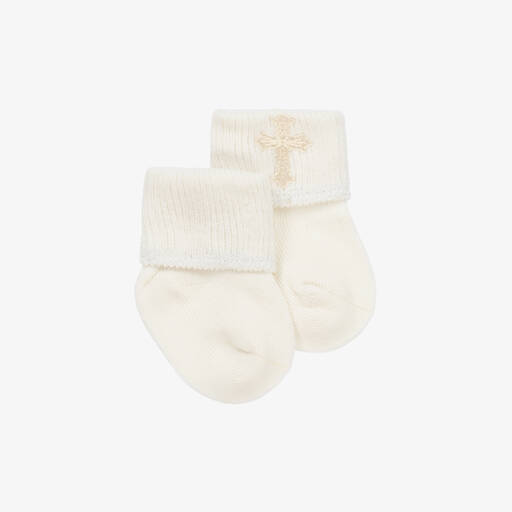 Country Kids-Ivory Cotton Christening Baby Socks | Childrensalon