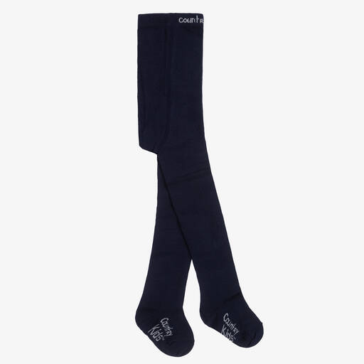 Country Kids-Navy Blue Cotton Knitted Tights | Childrensalon