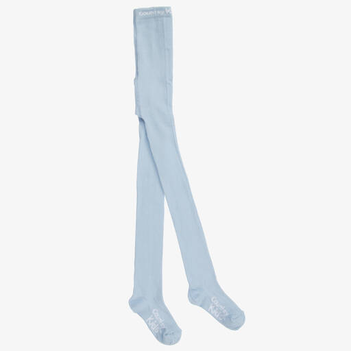 Country Kids-Pale Blue Cotton Knitted Tights | Childrensalon