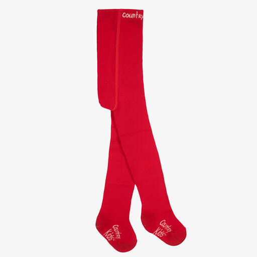 Country Kids-Red Cotton Knitted Tights | Childrensalon