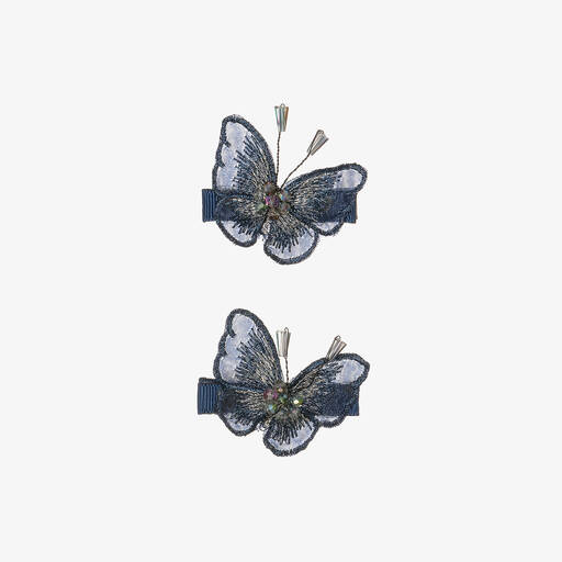 Cute Cute-Girls Blue Butterfly Hair Clips (2 Pack) | Childrensalon