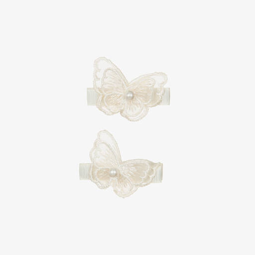 Cute Cute-Girls Ivory Butterfly Hair Clips (2 Pack) | Childrensalon