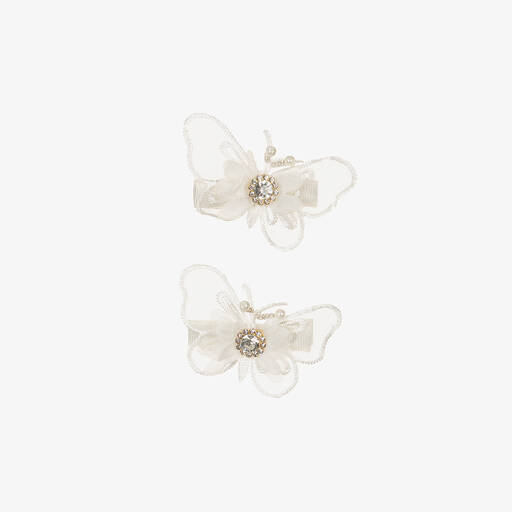 Cute Cute-Girls White Butterfly Hair Clips (2 Pack) | Childrensalon