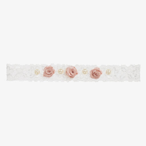 Cute Cute-Розовая повязка на голову с розами и жемчужинами | Childrensalon