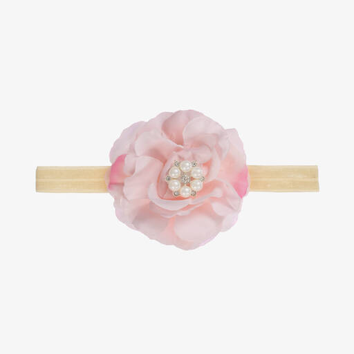 Cute Cute-Pink Silk Rose with Diamanté & Pearl Headband | Childrensalon
