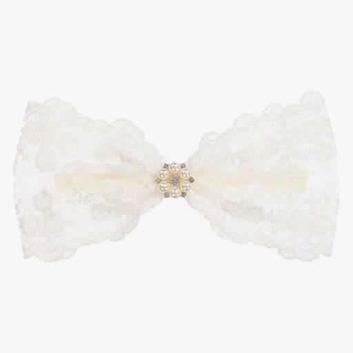 Cute Cute-White Lace Bow Headband (24cm) | Childrensalon