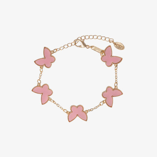 David Charles-Girls Gold Tone Pink Butterfly Bracelet | Childrensalon
