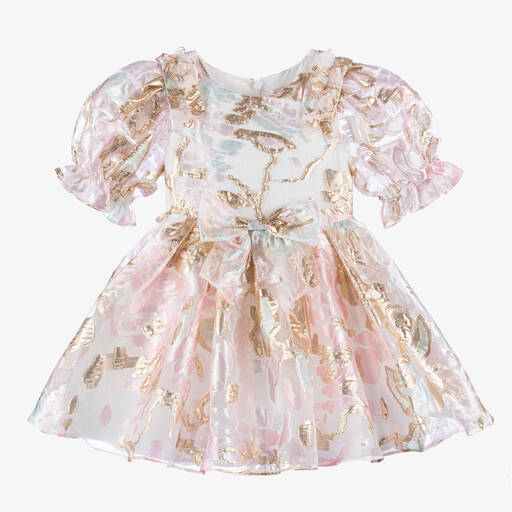 David Charles-Розово-золотистое платье из органзы | Childrensalon