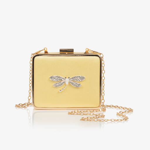 David Charles-Girls Yellow Satin Dragonfly Handbag (12cm) | Childrensalon