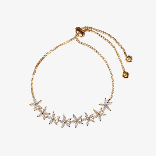 David Charles-Gold Flower Diamanté Bracelet | Childrensalon