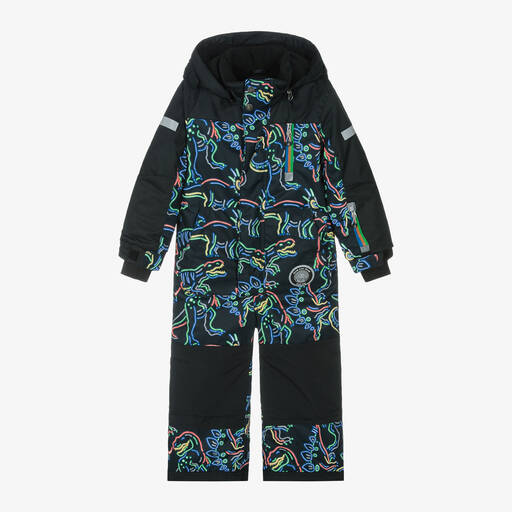 Deux par Deux-Boys Black Dinosaur Print Snowsuit Set | Childrensalon