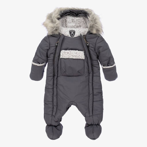 Deux par Deux-Grey 2 Piece Baby Snowsuit Set | Childrensalon