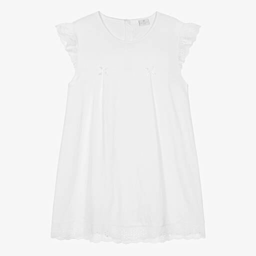 Diacar-Chemise de nuit blanche en coton fille | Childrensalon