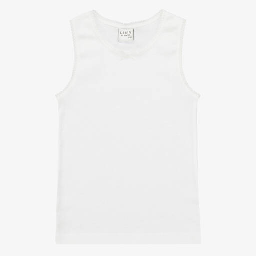 Diacar-Girls White Cotton Vest | Childrensalon