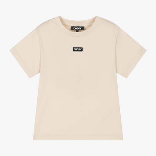 DKNY-Beige Organic Cotton T-Shirt | Childrensalon