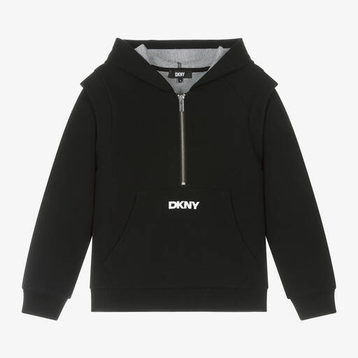 DKNY-Black Cotton Hoodie | Childrensalon