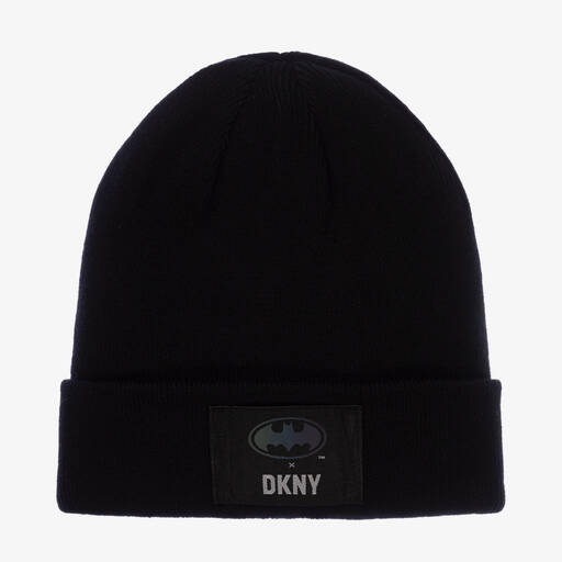 DKNY-Black Cotton Knit Batman Beanie Hat | Childrensalon