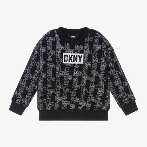 DKNY-Black Cotton Printed Sweatshirt | Childrensalon