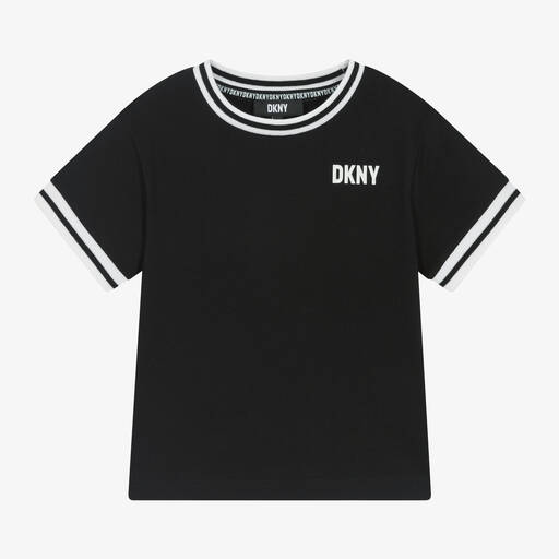 DKNY-Black Organic Cotton T-Shirt | Childrensalon
