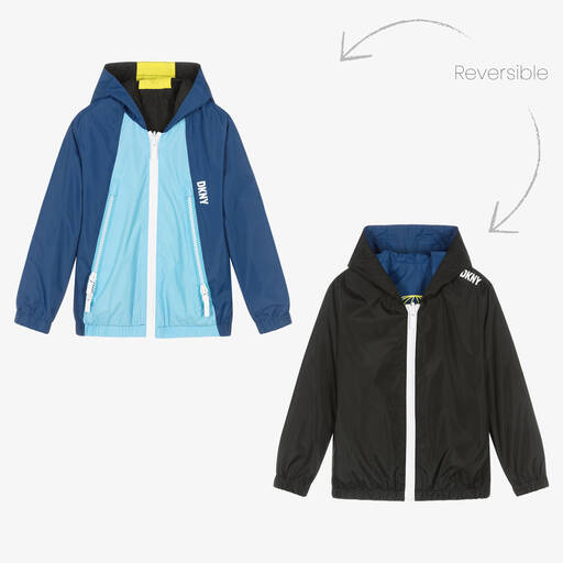 DKNY-Boys Black & Blue Reversible Zip-Up Jacket | Childrensalon