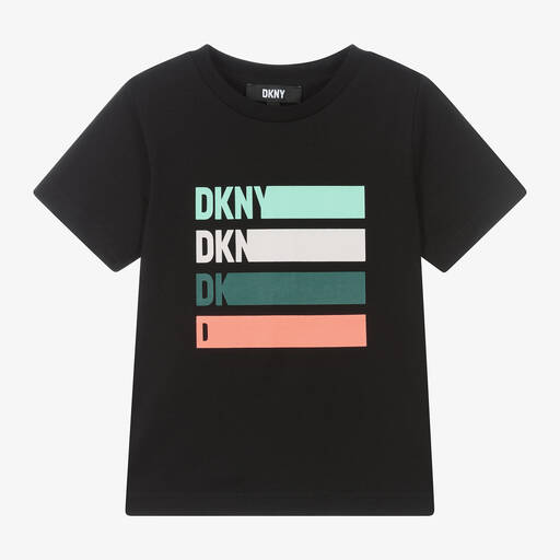 DKNY-Boys Black Cotton T-Shirt | Childrensalon