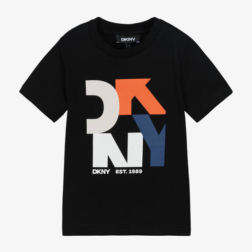 DKNY-Boys Black Organic Cotton T-Shirt | Childrensalon